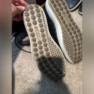 Black leather Ecco brand sneaker loafer, 11 to 11 1/2